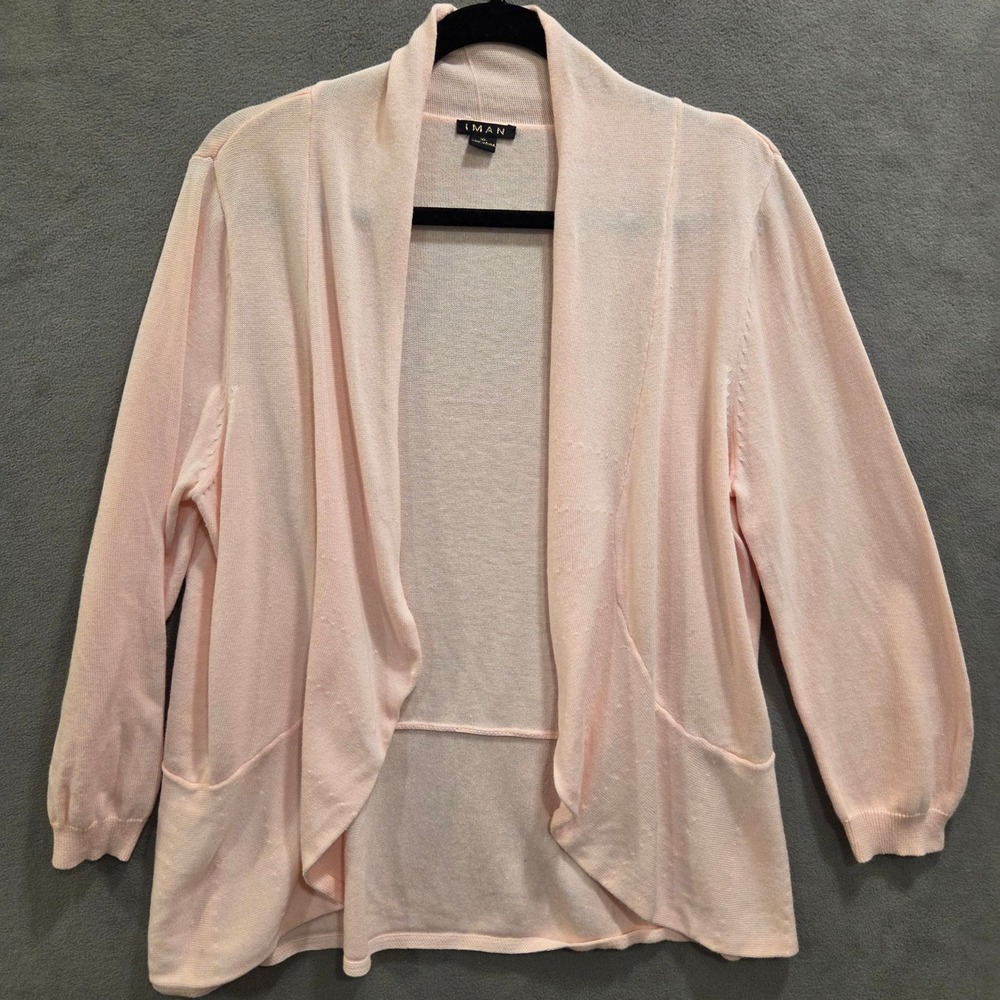 IMAN Open Front Drape Cardigan Sweater Womens Size XL Coquette Casual Soft Girl